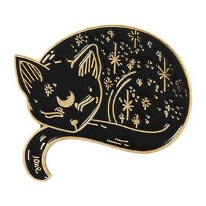 Astral Black Cat Enamel Lapel Pin NWOT Gold